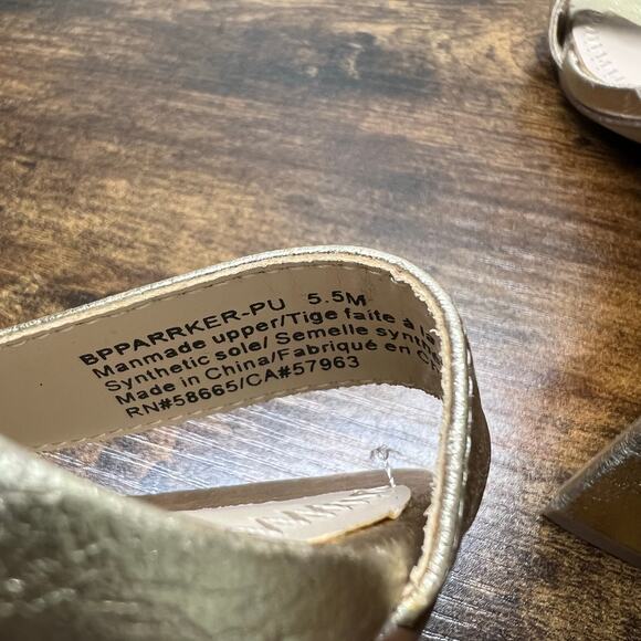 BP Parker Dress Sandals 5.5 Womens Gold Metallic Triangle Heel Ankle Formal New - Picture 10 of 10